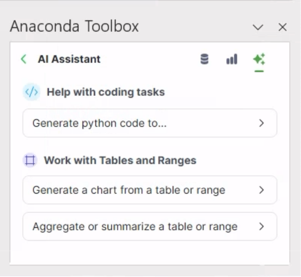 Anaconda Toolbox options