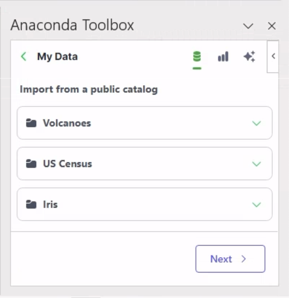 Anaconda Toolbox import catalog
